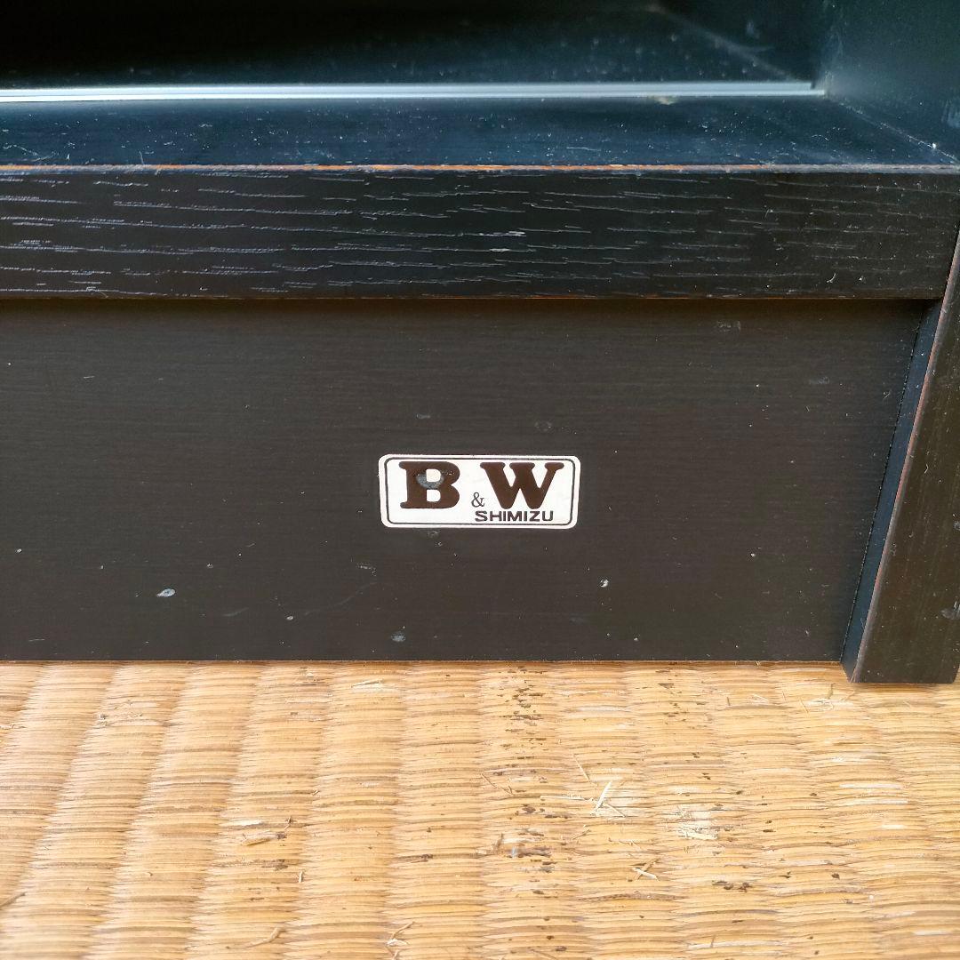 【昭和レトロ】黒の木製本棚 6段 スライド式 前後二列 ブラック木製本棚