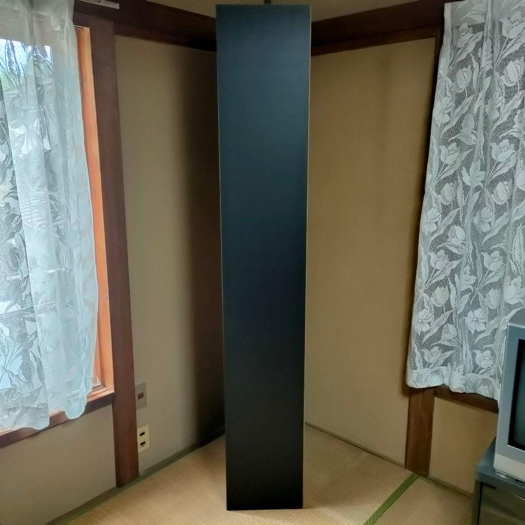 【昭和レトロ】黒の木製本棚 6段 スライド式 前後二列 ブラック木製本棚