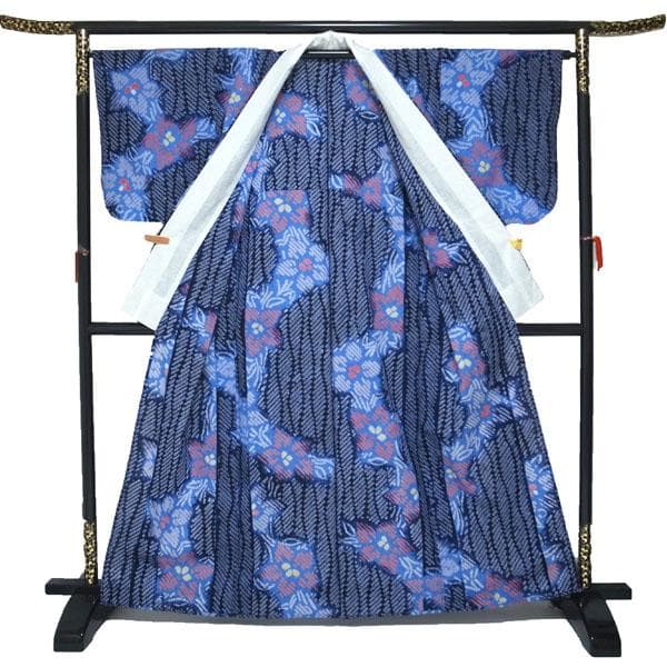 浴衣 本場有松鳴海絞り 単衣 夏物 木綿 綿 裄66.5 Ｍ 中古 sn1781