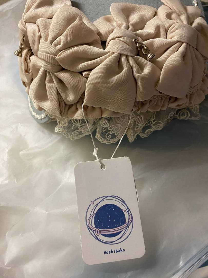 み*と様 星箱works リボンタルト帽子型ボンネット　サックス　レース