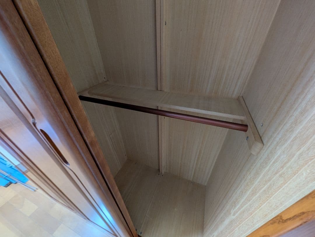 5月処分予定 送料のみ 木製タンス 3ドア 引き戸 大きな鏡付き