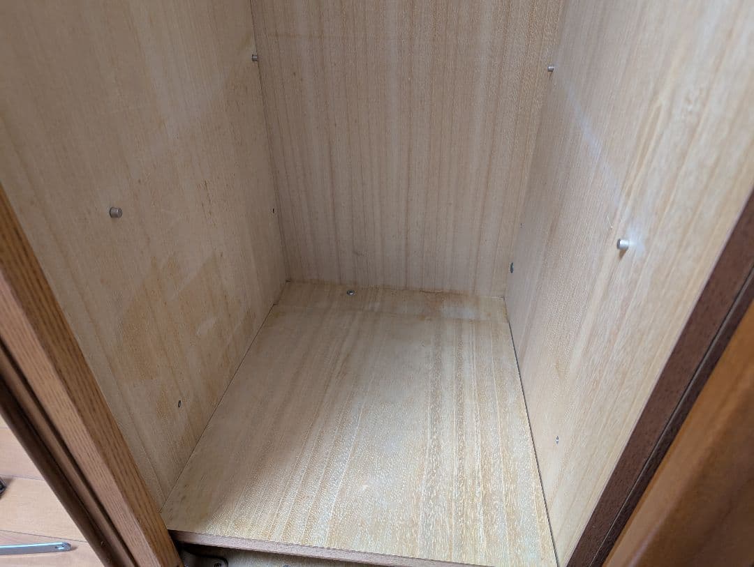 5月処分予定 送料のみ 木製タンス 3ドア 引き戸 大きな鏡付き