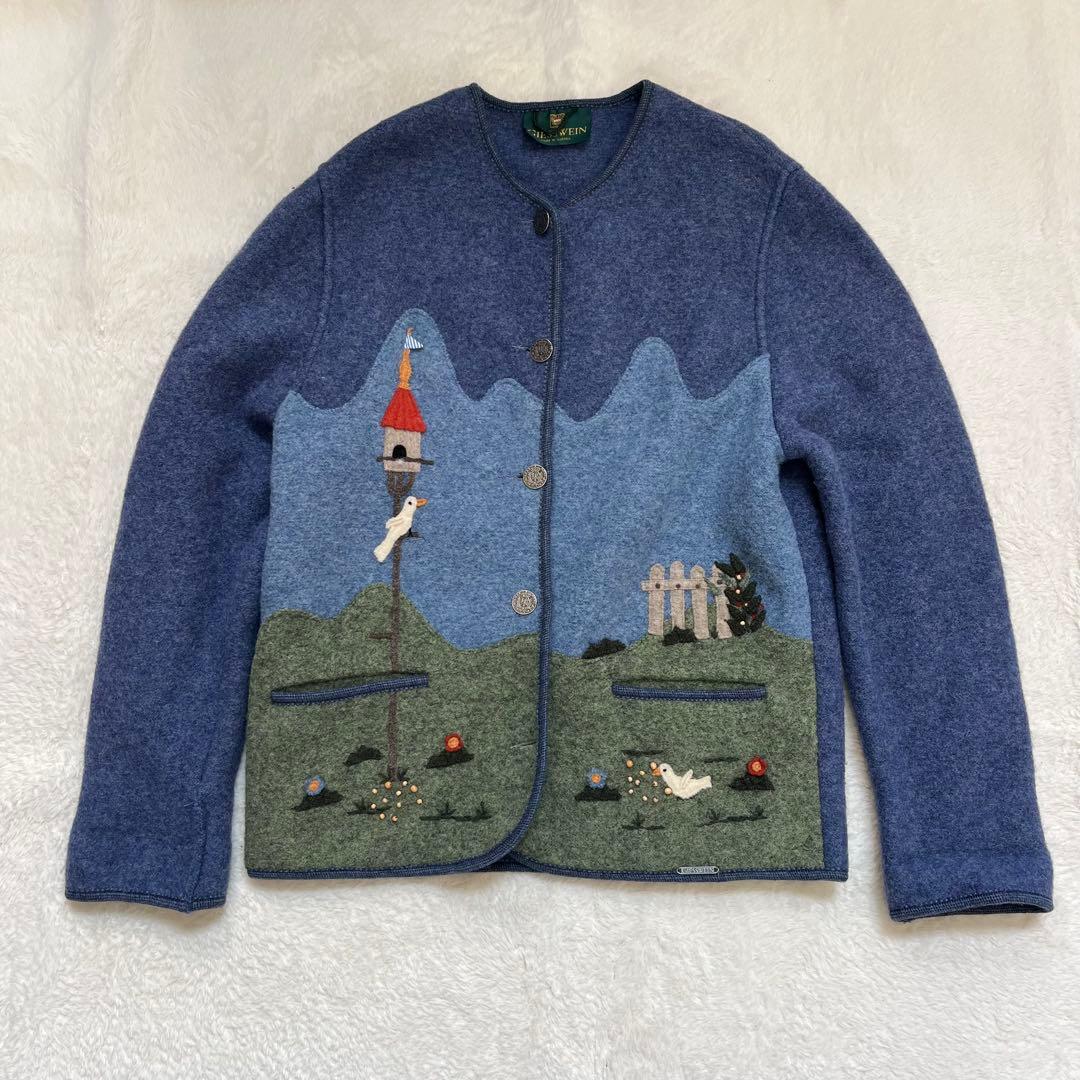 美品　GIESSWEIN刺繍デザイン襟ウールチロリアンジャケット