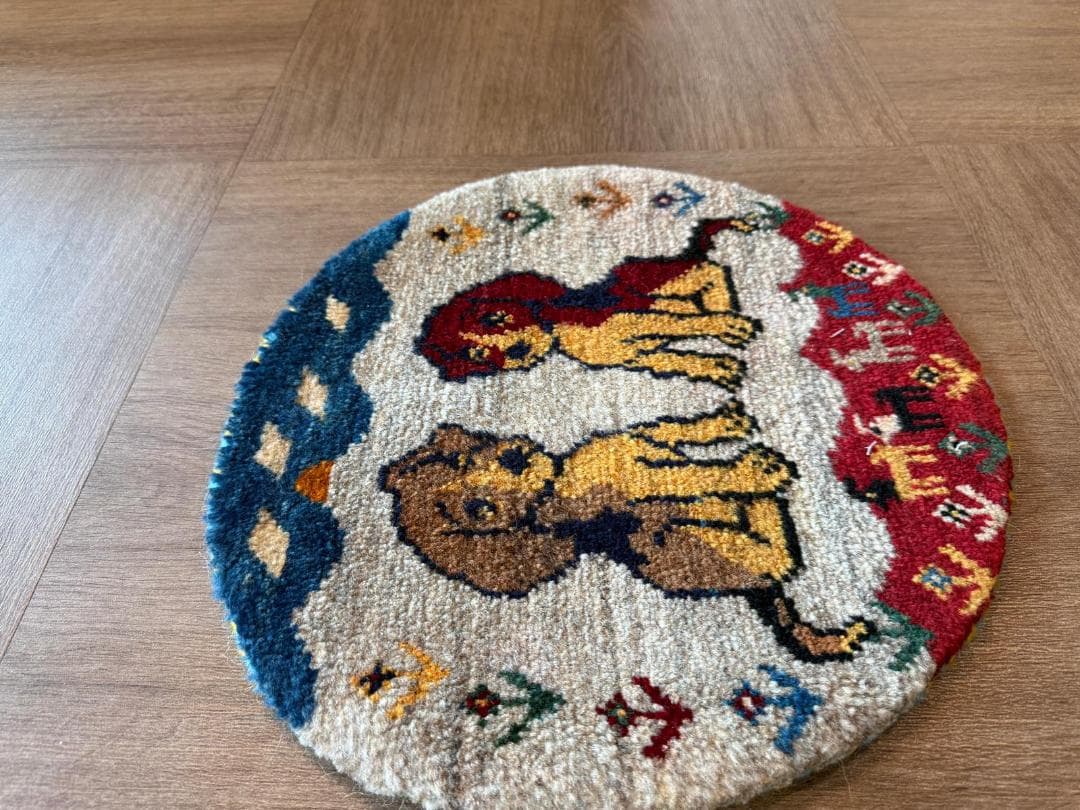 ペルシャギャッベ (ギャベ) チェアマット 40cm丸 ギャッベ ラグ　カシクリ