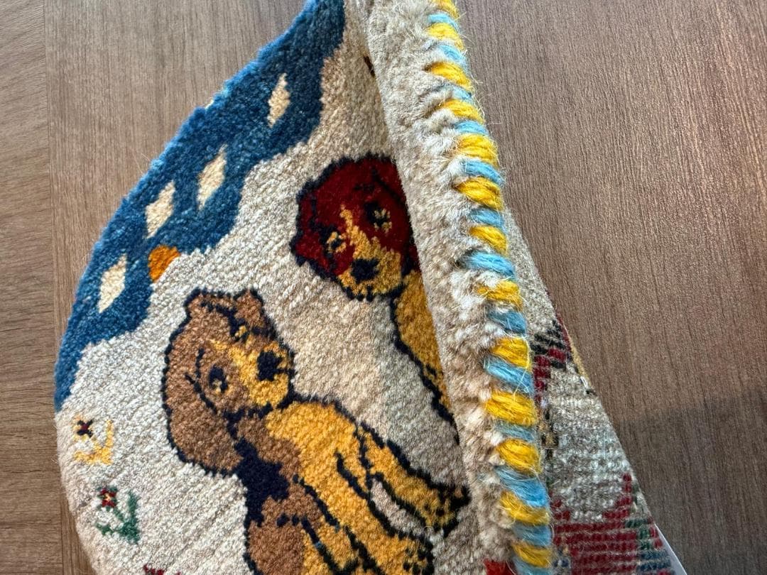 ペルシャギャッベ (ギャベ) チェアマット 40cm丸 ギャッベ ラグ　カシクリ