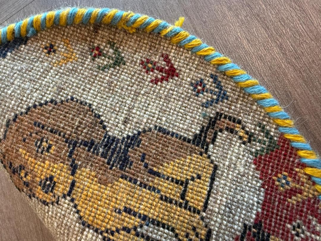 ペルシャギャッベ (ギャベ) チェアマット 40cm丸 ギャッベ ラグ　カシクリ