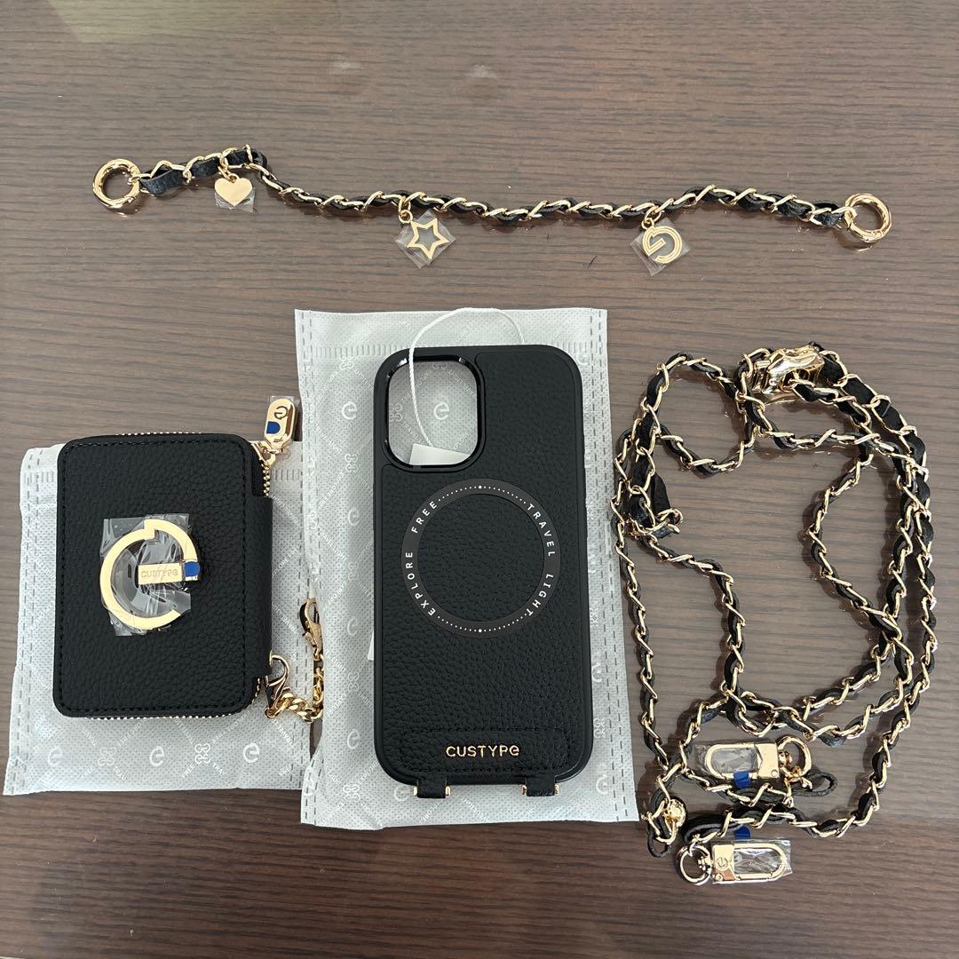 CUSTYPE ブラック iPhone17ケース ショルダーストラップ4点セット