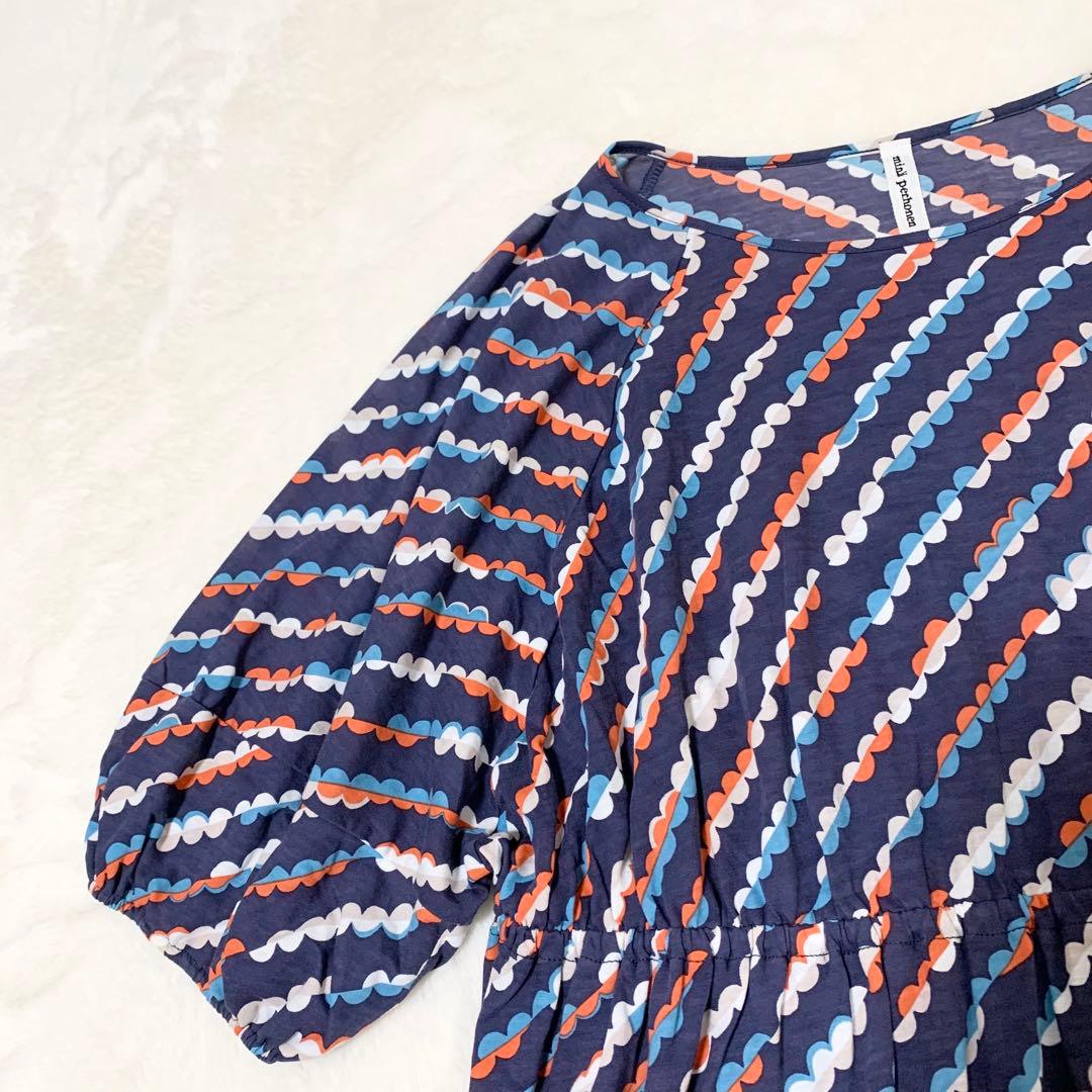 mina perhonen lumpy チュニック 総柄 ネイビー 38