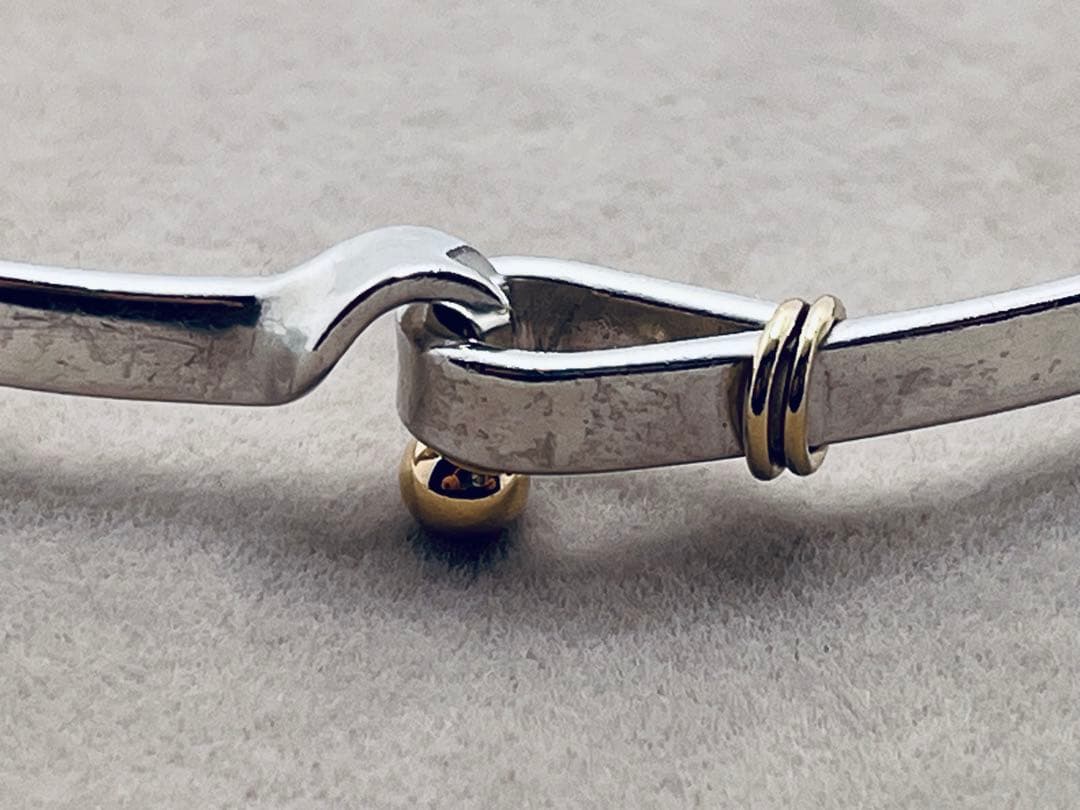 c341 ティファニー　フック&アイ　バングル　シルバー　925/750 k18