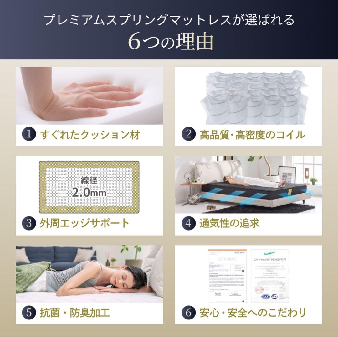 GOKUMIN プレミアムスプリングマットレス シングル ブラック