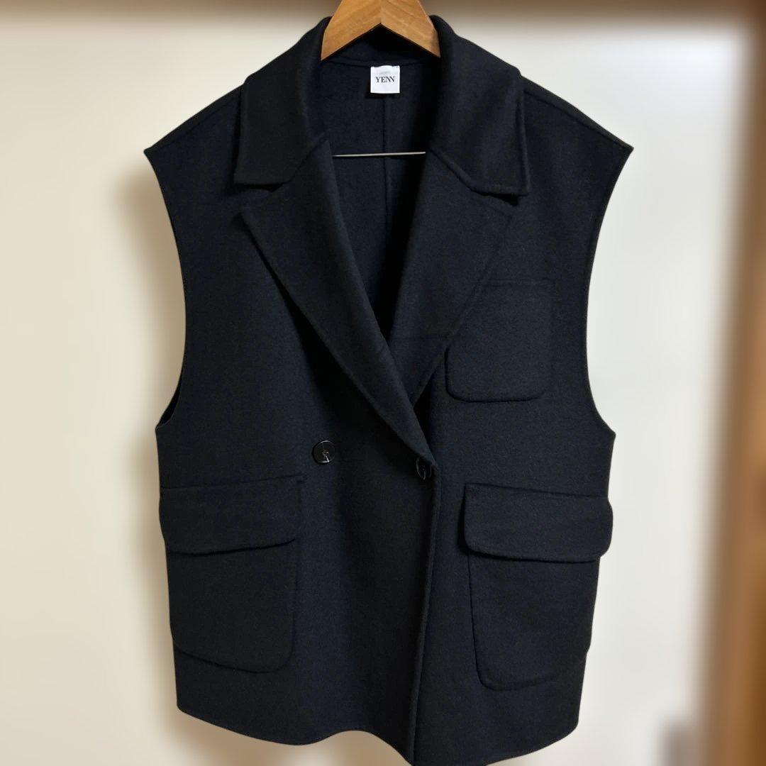 【あわちゃ】DOUBLE FACE VEST JK ブラック