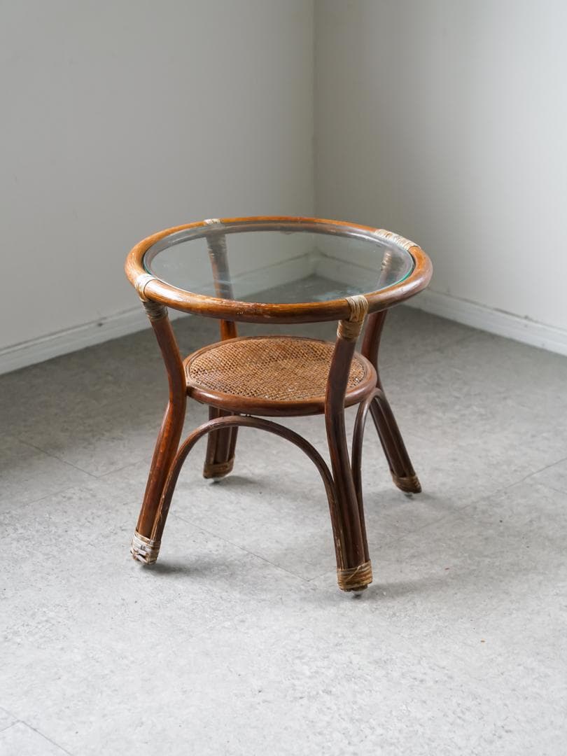 ヴィンテージ ラタン サイドテーブル 籐 ジャパニーズモダン ナチュラル
