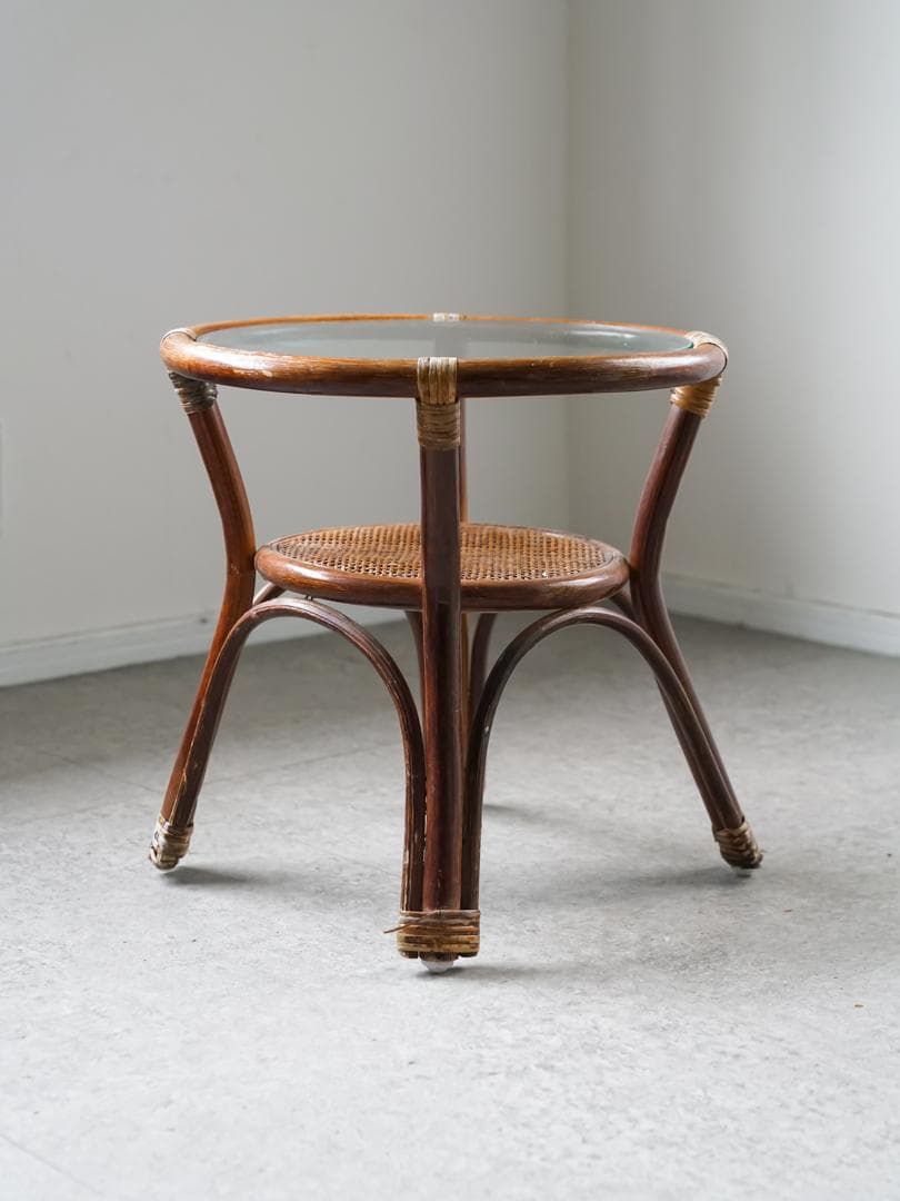 ヴィンテージ ラタン サイドテーブル 籐 ジャパニーズモダン ナチュラル