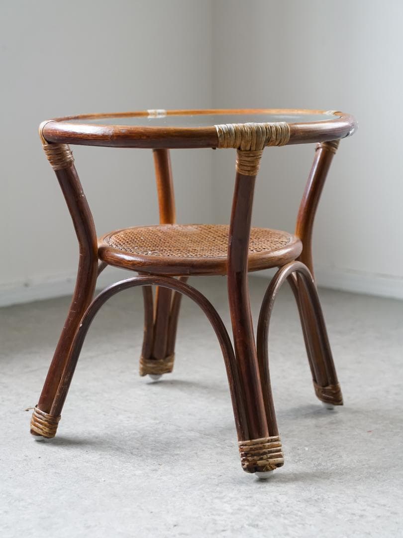 ヴィンテージ ラタン サイドテーブル 籐 ジャパニーズモダン ナチュラル