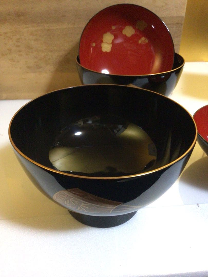 輪島塗 豪華蒔絵 祝椀 ４客セット 共箱付き