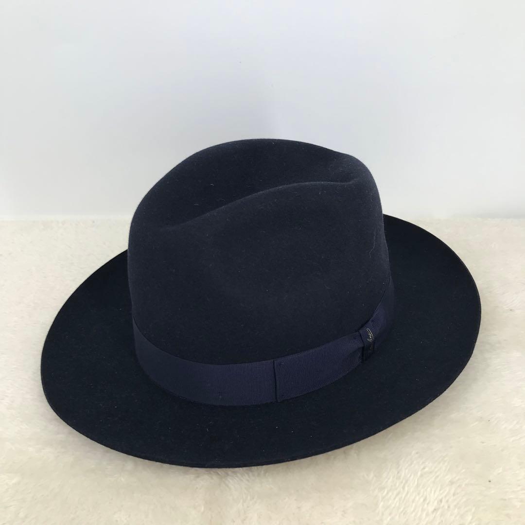 【未使用】ボルサリーノ　ハット　ネイビー　58