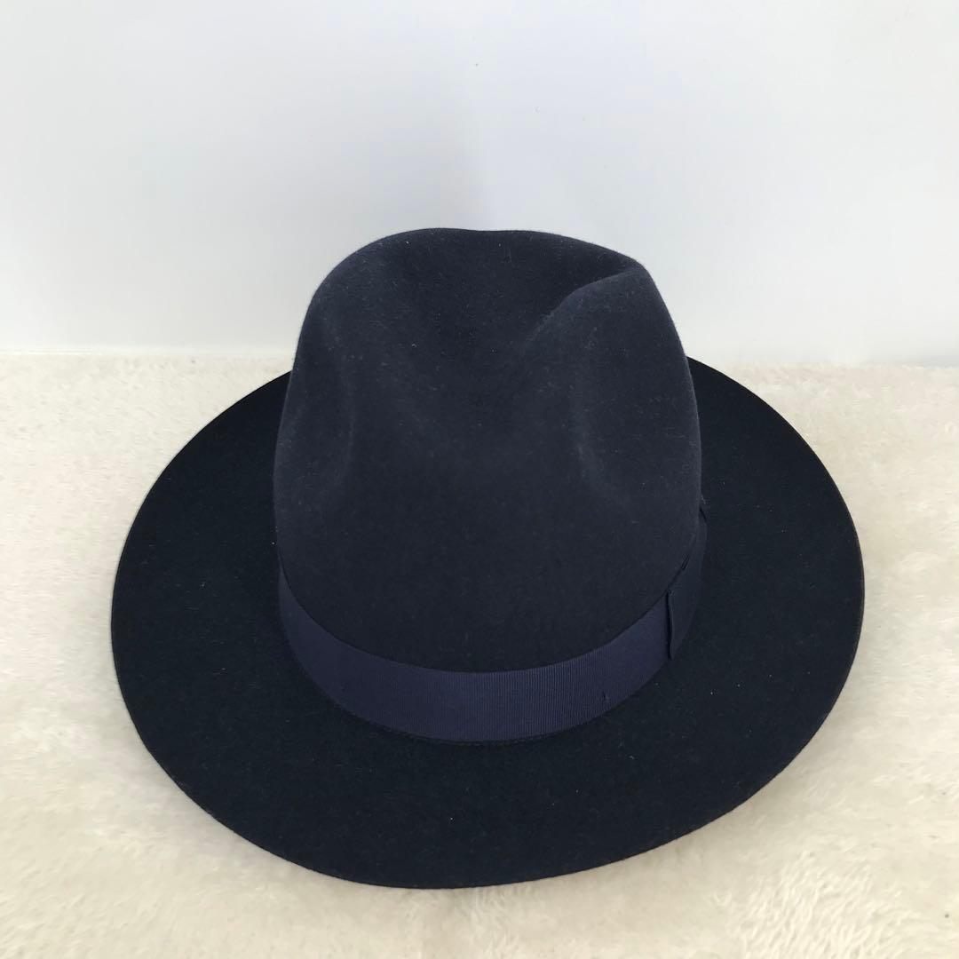 【未使用】ボルサリーノ　ハット　ネイビー　58