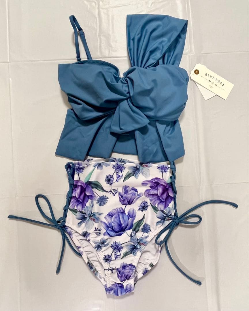 【新品未使用】三愛BLUE EDGE ワンショルダーペプラムビキニと水着用パッド