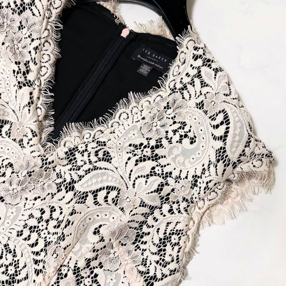 美品✨ テッドベーカー　レース ワンピ―ス　切替　ドレス　大人かわい　上品　3