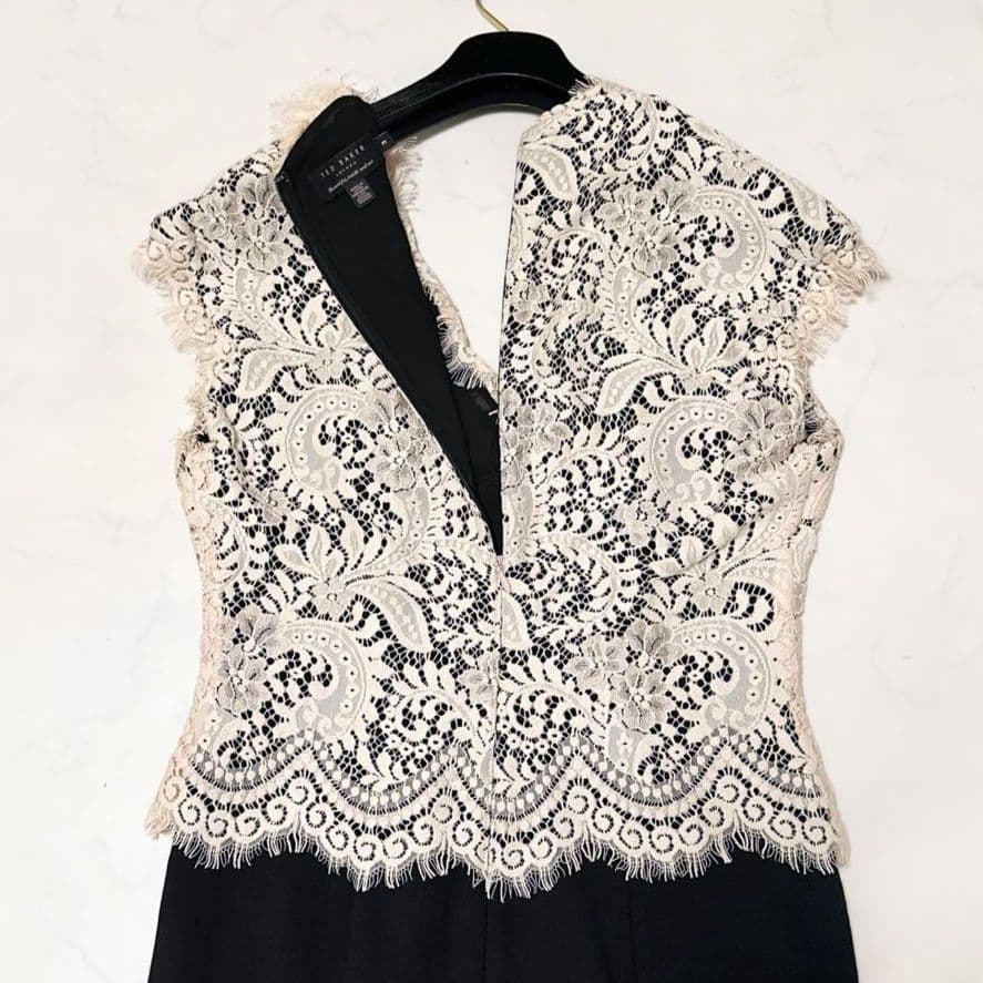 美品✨ テッドベーカー　レース ワンピ―ス　切替　ドレス　大人かわい　上品　3