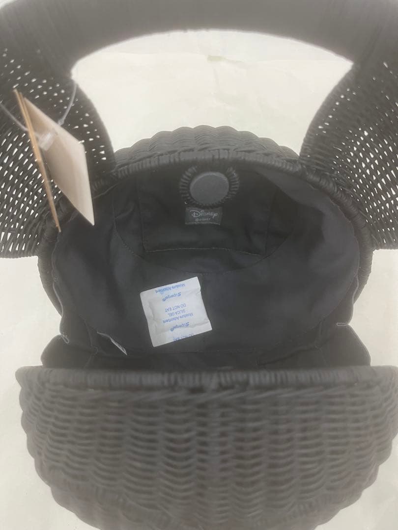 ミッキー型 ブラック かごバッグ