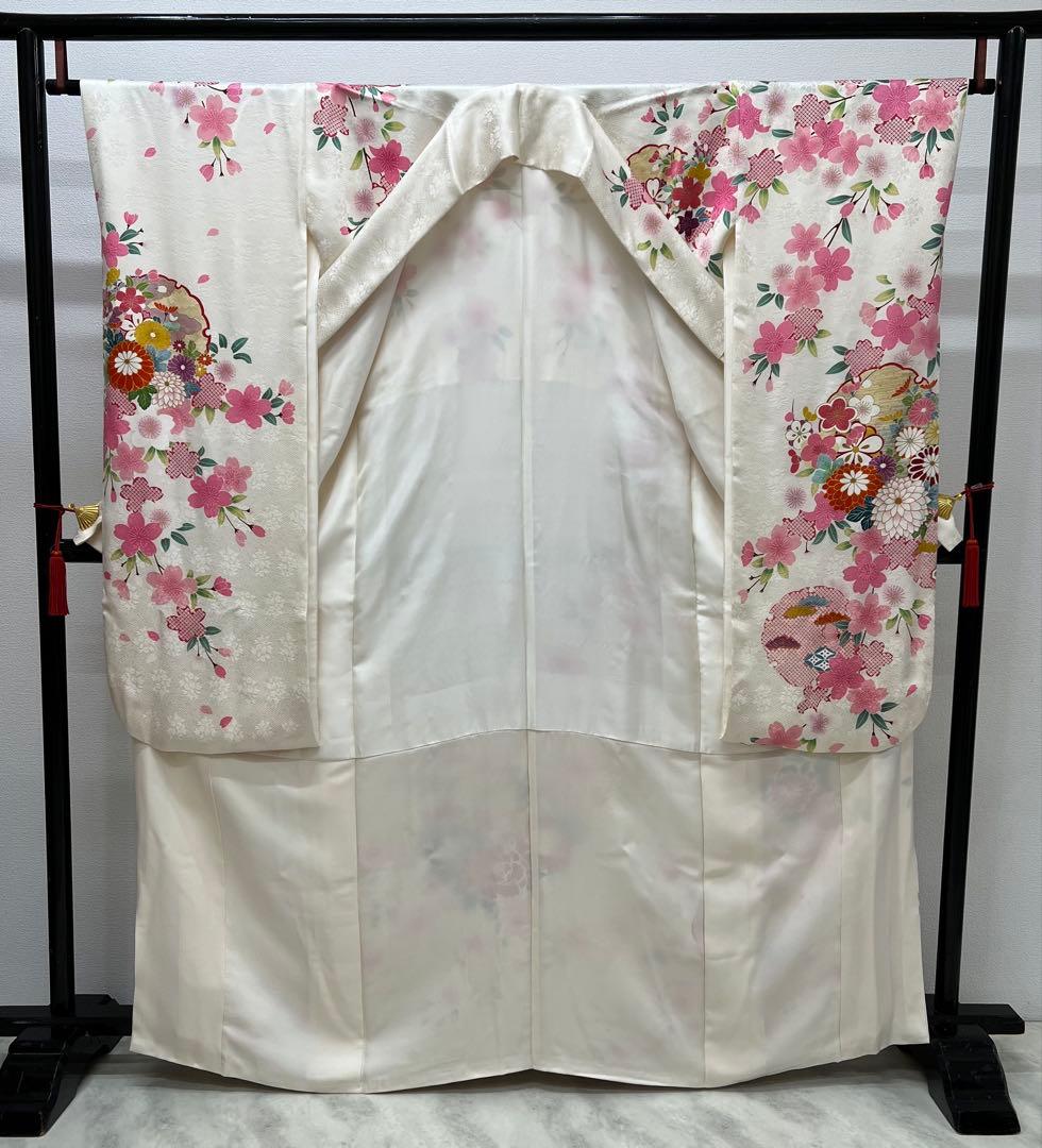 小柄な方　振り袖　フルセット　白　別誂長襦袢　成人式　金彩加工　刺繍入り　736