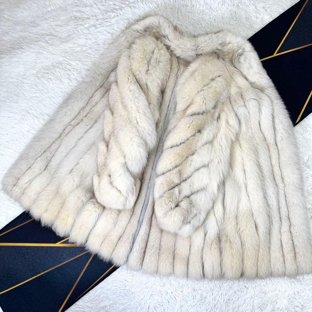 ボリューム◎JINDO×SAGA FOX/ブルーフォックス　ファーコート　本毛皮