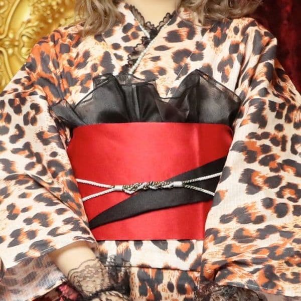 美品★Sugar 浴衣 帯 セット 華やか レオパード 豹柄 花柄 個性的