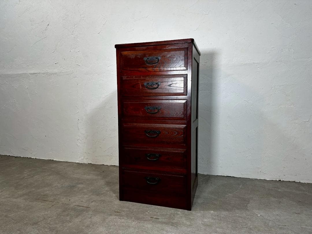 『民芸家具』6段チェスト ハイチェスト キャビネット 整理箪笥 RWche11