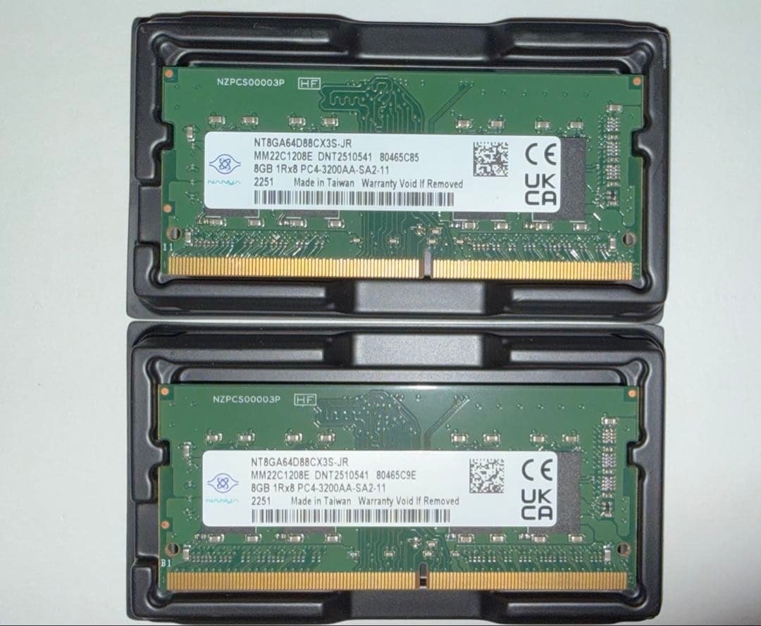 Nanya ノートPC用 DDR4-3200AA 8GBx2枚 16GB