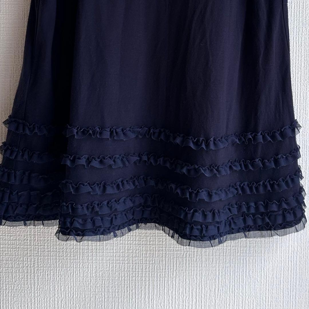 近代モデル　ピンクはピンクノースリーブヒラヒラレース　ネイビー　Lサイズ