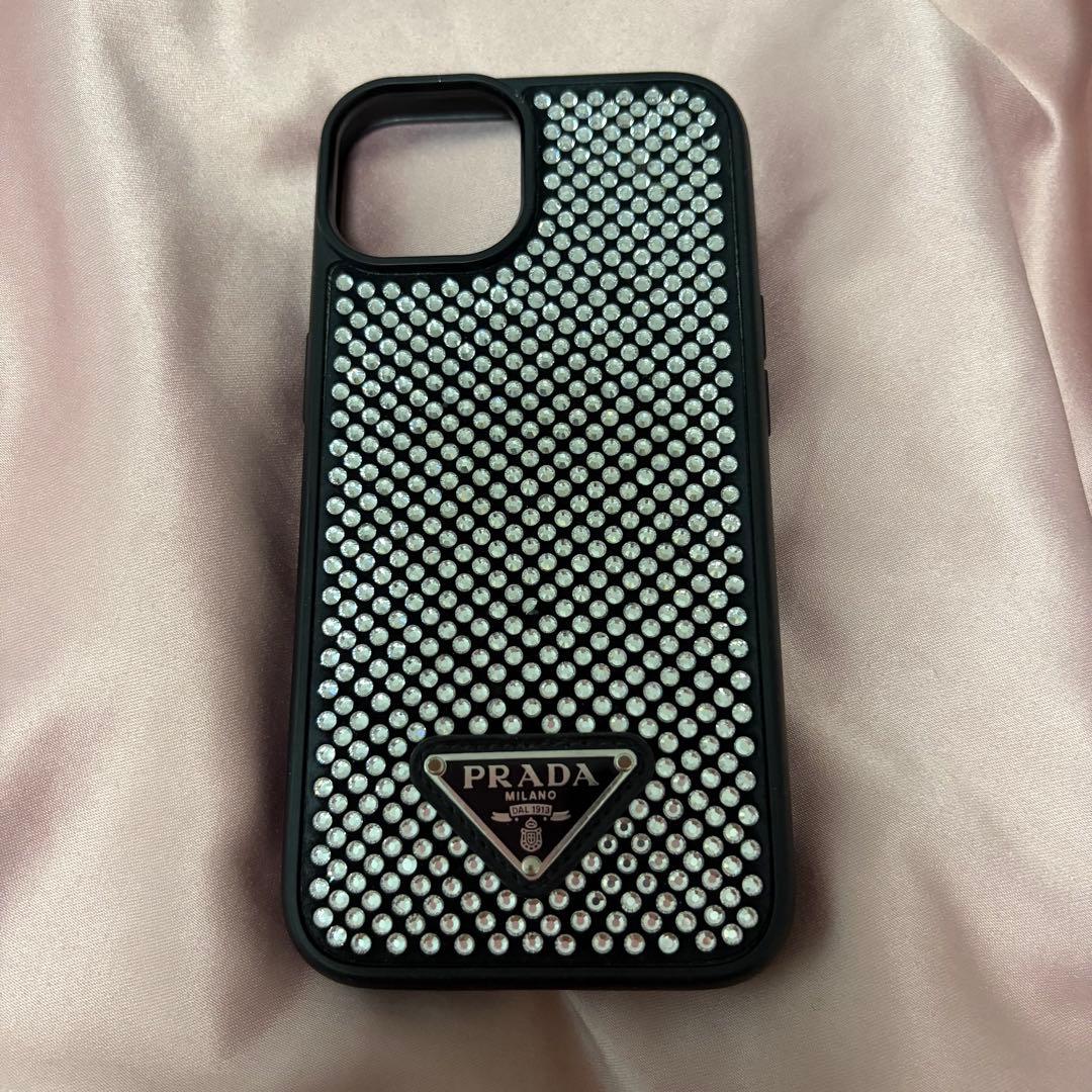 【PRADA】iPhone 13 14 ラインストーンケース　箱付き