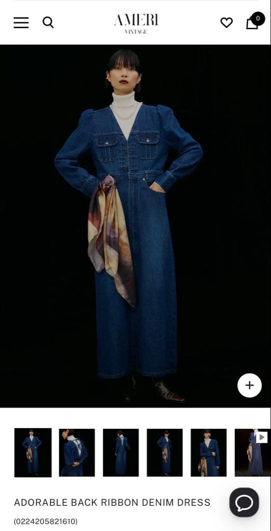 ワンピース AMERI ADORABLE BACK RIBBON DENIM DRESS M