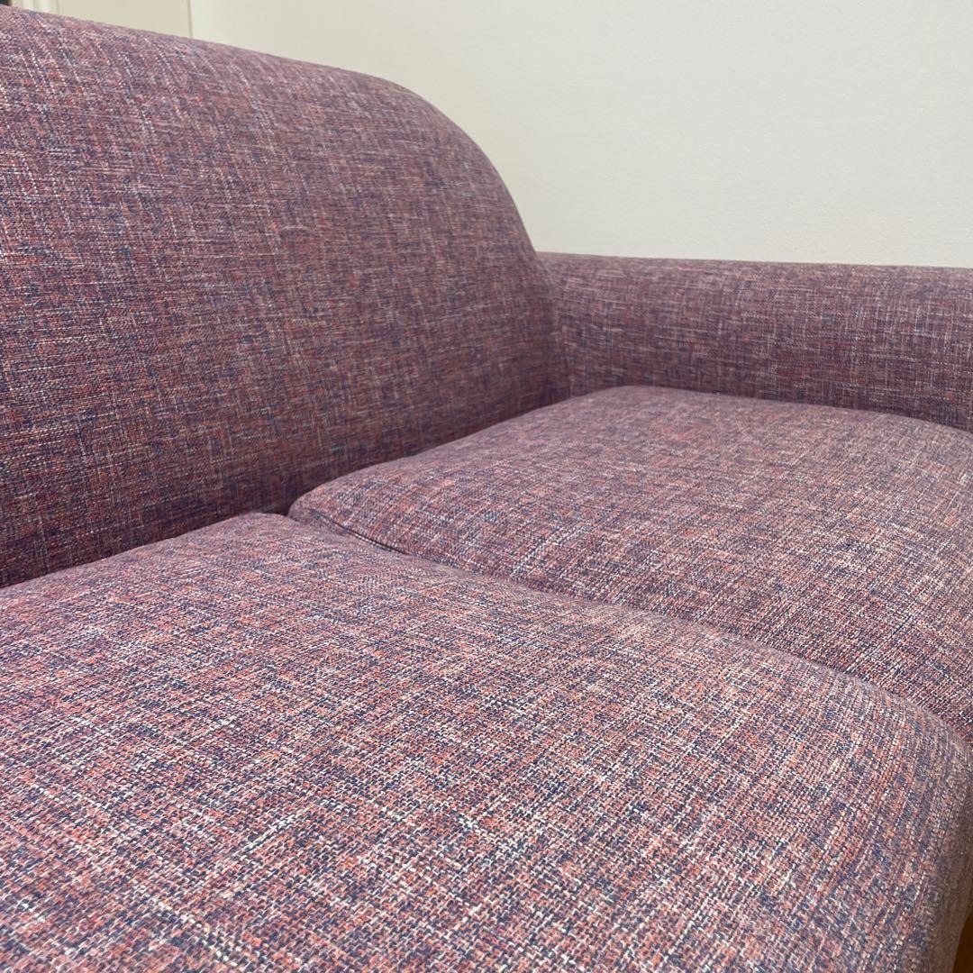 ピンク系ツイード生地 2人掛けソファ