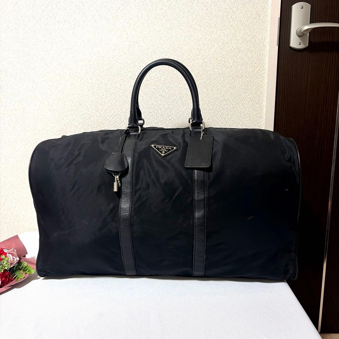 希少 PRADA プラダ ナイロン×レザー ブラック ボストンバッグ