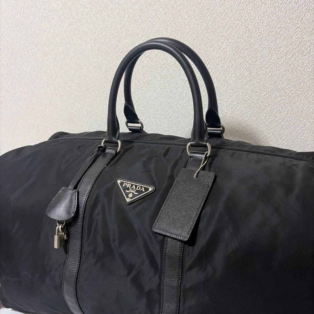 希少 PRADA プラダ ナイロン×レザー ブラック ボストンバッグ