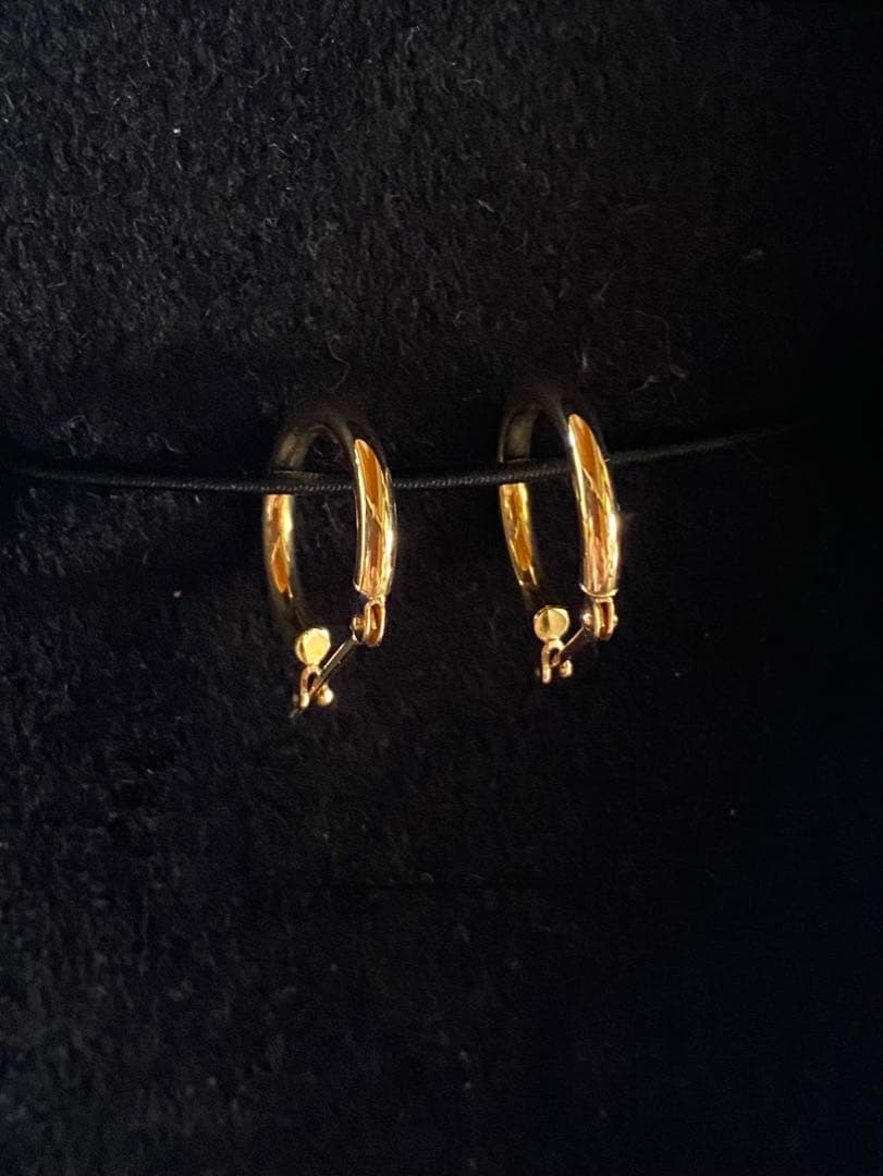 未使用 K18 フープピアス 18金ゴールド 2mm×15mm ペア