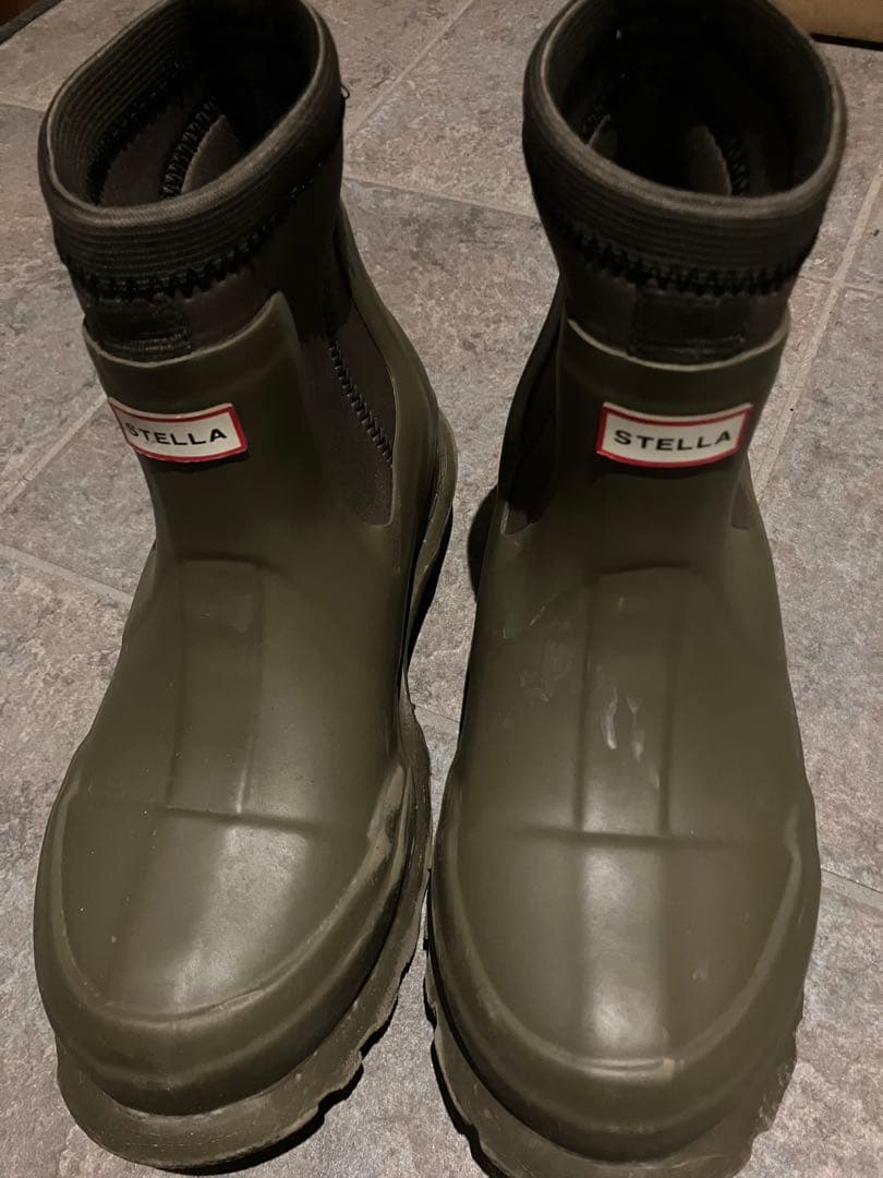HUNTER×STELLA レインブーツ オリーブ色 箱付き