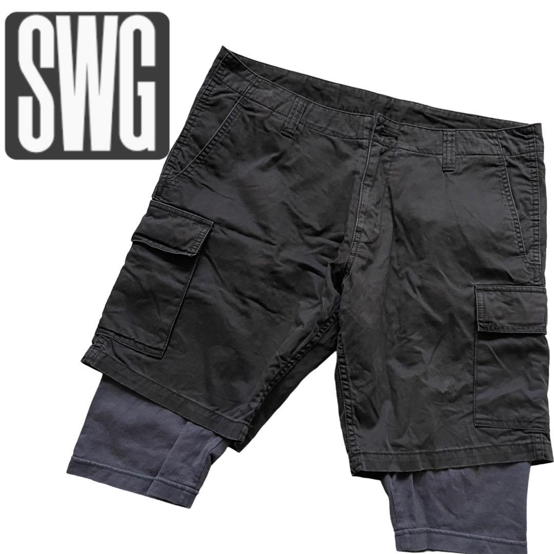 【希少デザイン！】SWAGGER スワッガー ハーフパンツ レイヤード スパッツ