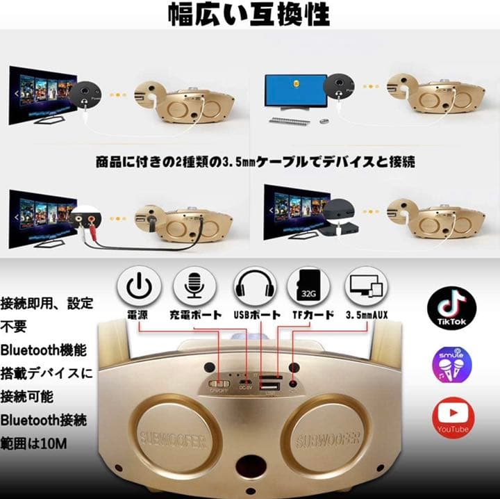 Bluetooth カラオケマイク ワイヤレスマイク 多機能ノイズキャンセリング