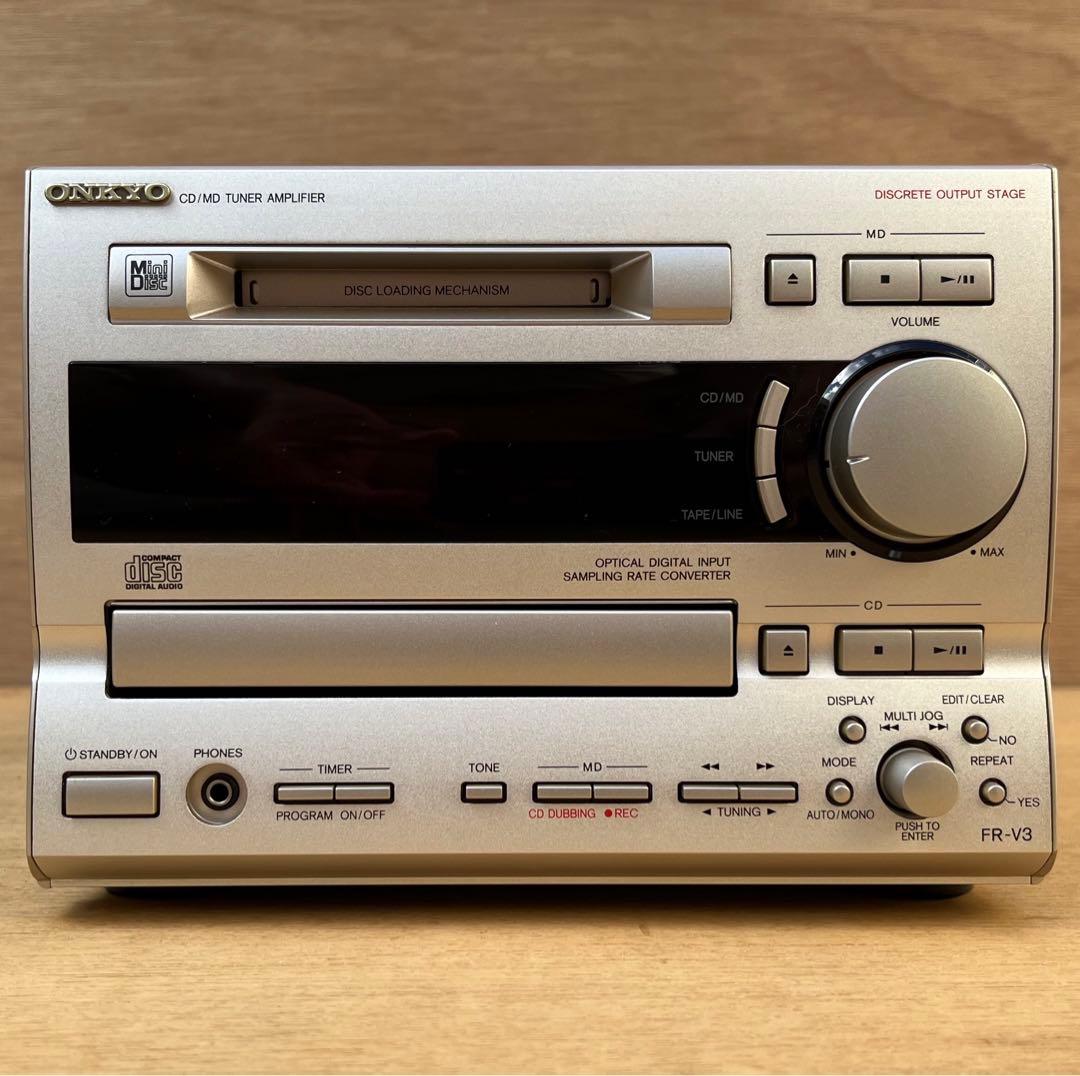【動作品】ONKYO FR-V3 ミニコンポ 本体、リモコン、スピーカー