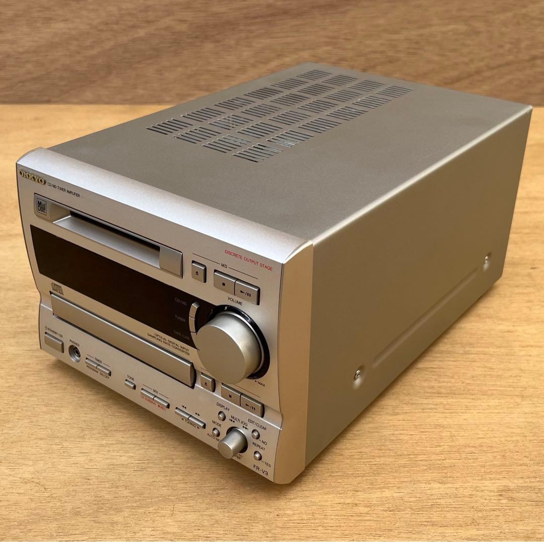 【動作品】ONKYO FR-V3 ミニコンポ 本体、リモコン、スピーカー