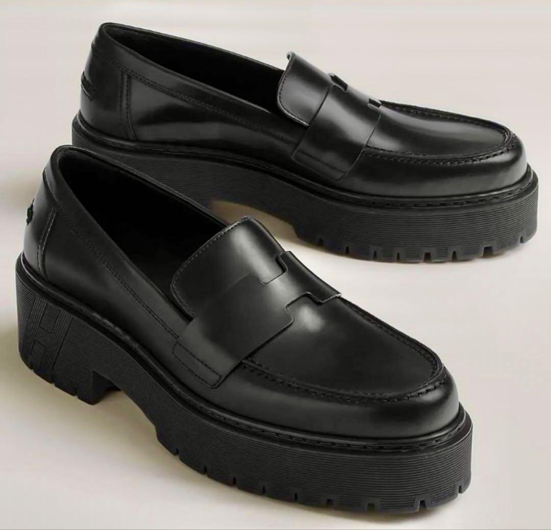 【美品】HERMÈSエルメス厚底ローファー ヒッチ希少