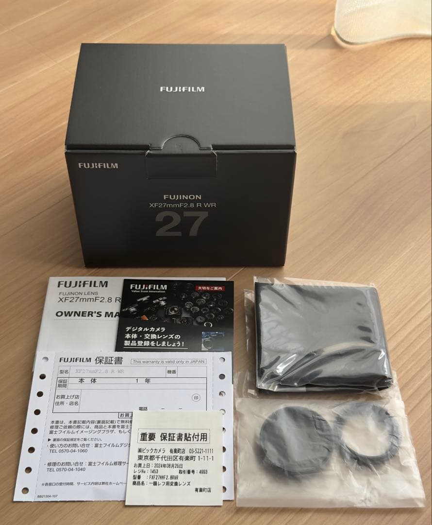 FUJIFILM XF27mmF2.8 レンズ【2024年8月新品購入】