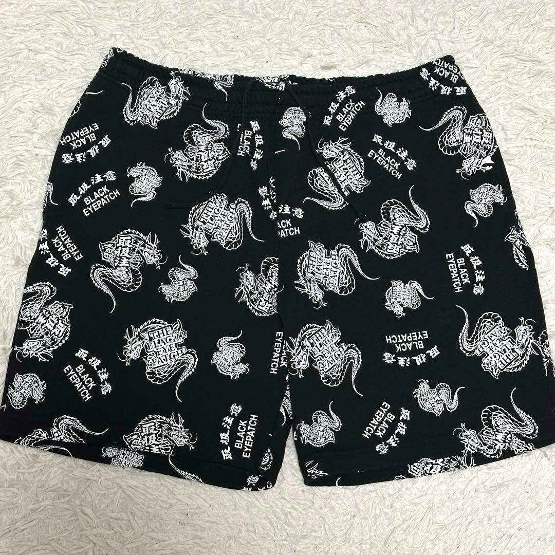 【極美品】 BLACK EYEPATCH 取扱注意 龍 スウェット ハーフパンツ