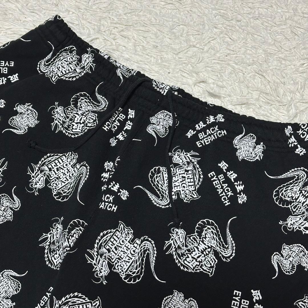 【極美品】 BLACK EYEPATCH 取扱注意 龍 スウェット ハーフパンツ