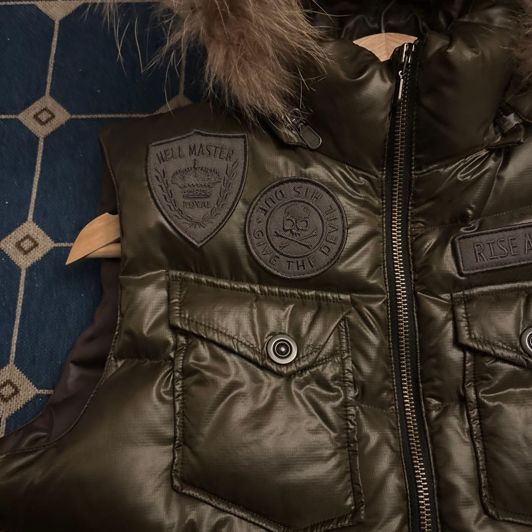 archive ダウンベスト オリーブ 光沢 スカル swag 平成