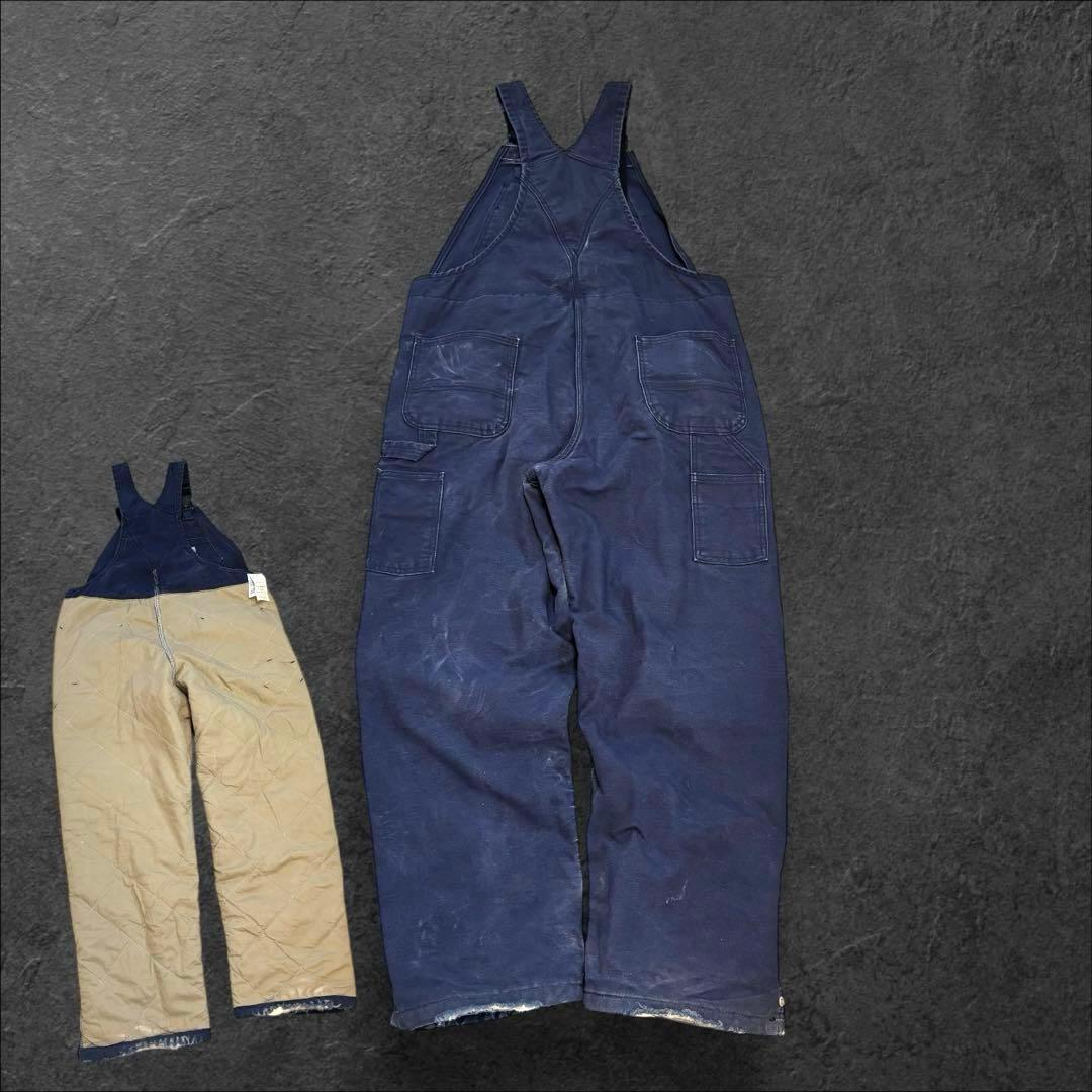 希少！ Carhartt キルティング オーバーオール 紺 【防寒・難燃仕様】