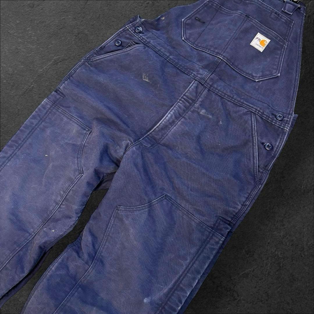 希少！ Carhartt キルティング オーバーオール 紺 【防寒・難燃仕様】