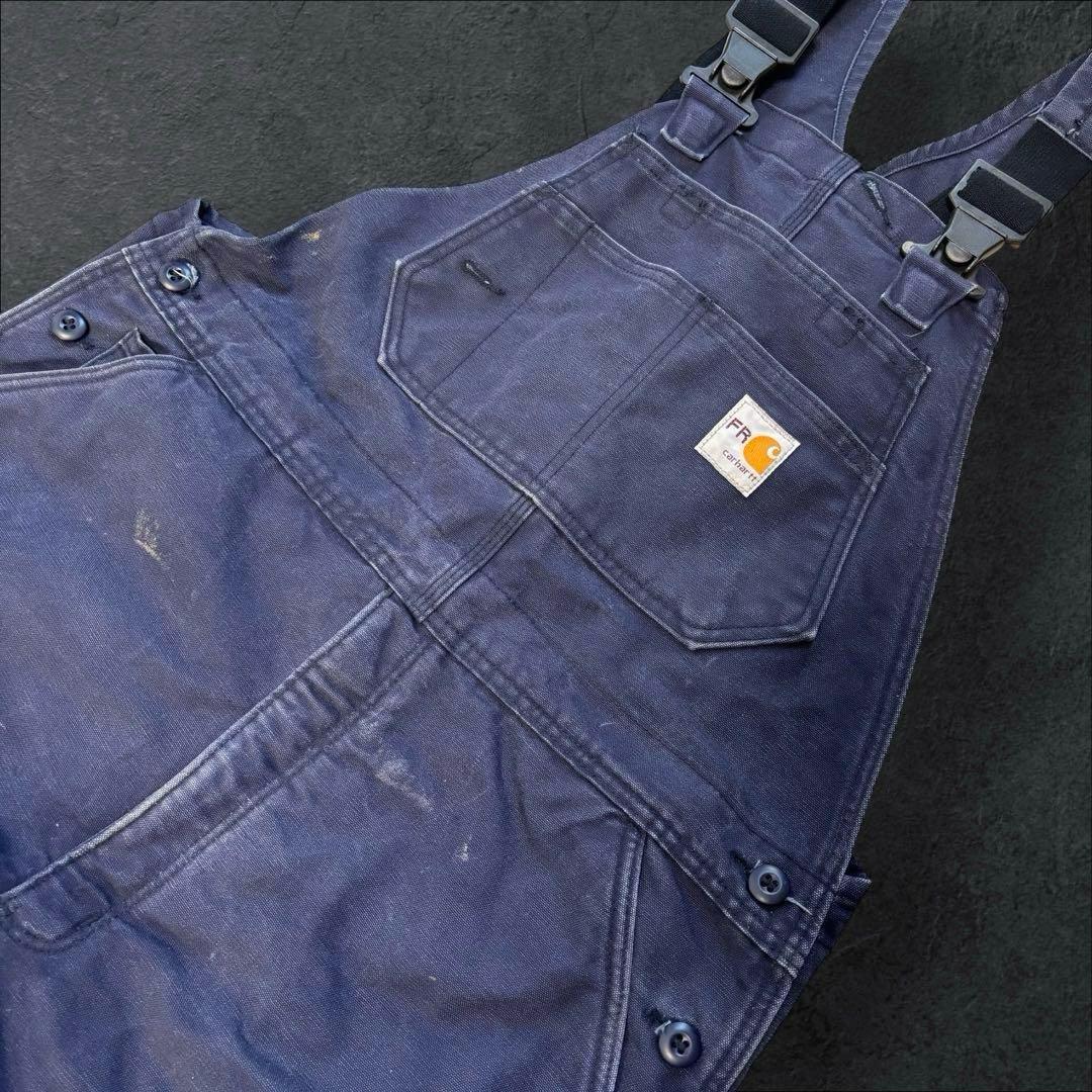 希少！ Carhartt キルティング オーバーオール 紺 【防寒・難燃仕様】